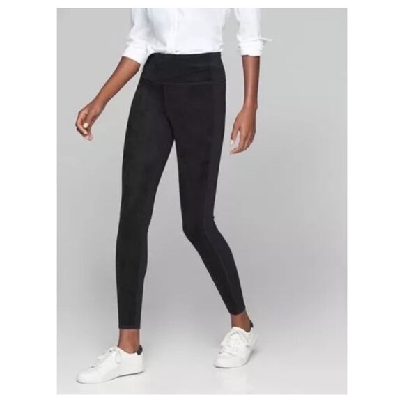 Athleta Leggings Size XS Suede Strut Black Faux Suede - Picture 1 of 9